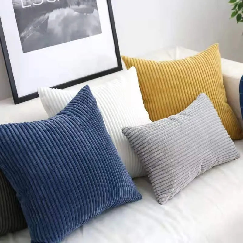 Striped Corduroy Fabric Solid Color Cushion Cover 45/50/60CM Sofa Bed Decoration Classic Simple Pillowcase NPCJC-C Main image