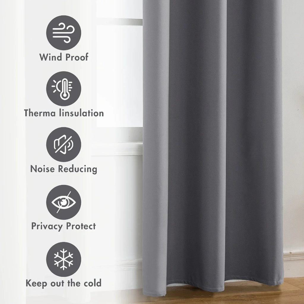 2pcs Modern Blackout Curtains - UV Protection, Heat-Resistant, Light-Blocking Drapes for Living Room & Bedroom, Window Curtains