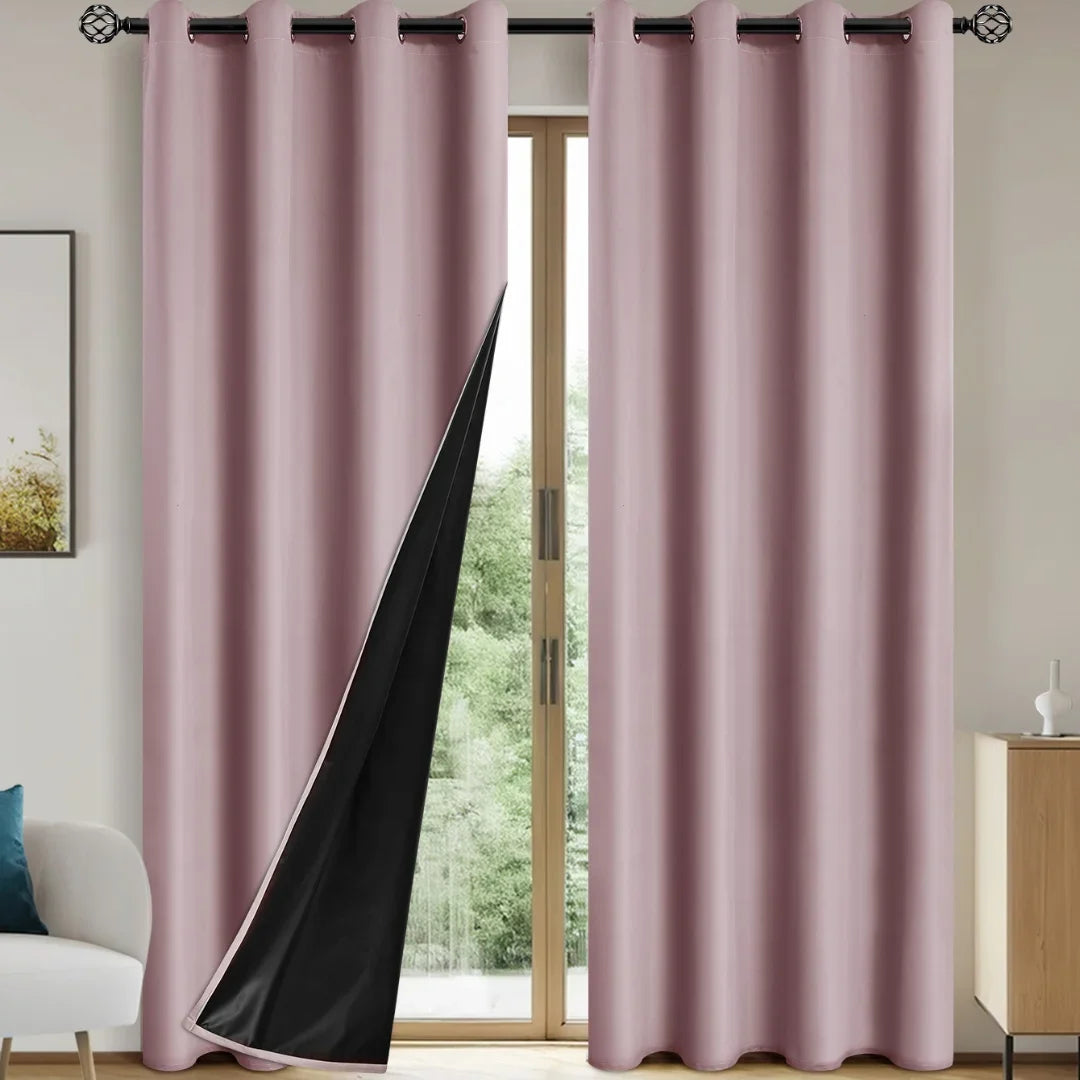 2pcs Modern Blackout Curtains - UV Protection, Heat-Resistant, Light-Blocking Drapes for Living Room & Bedroom, Window Curtains