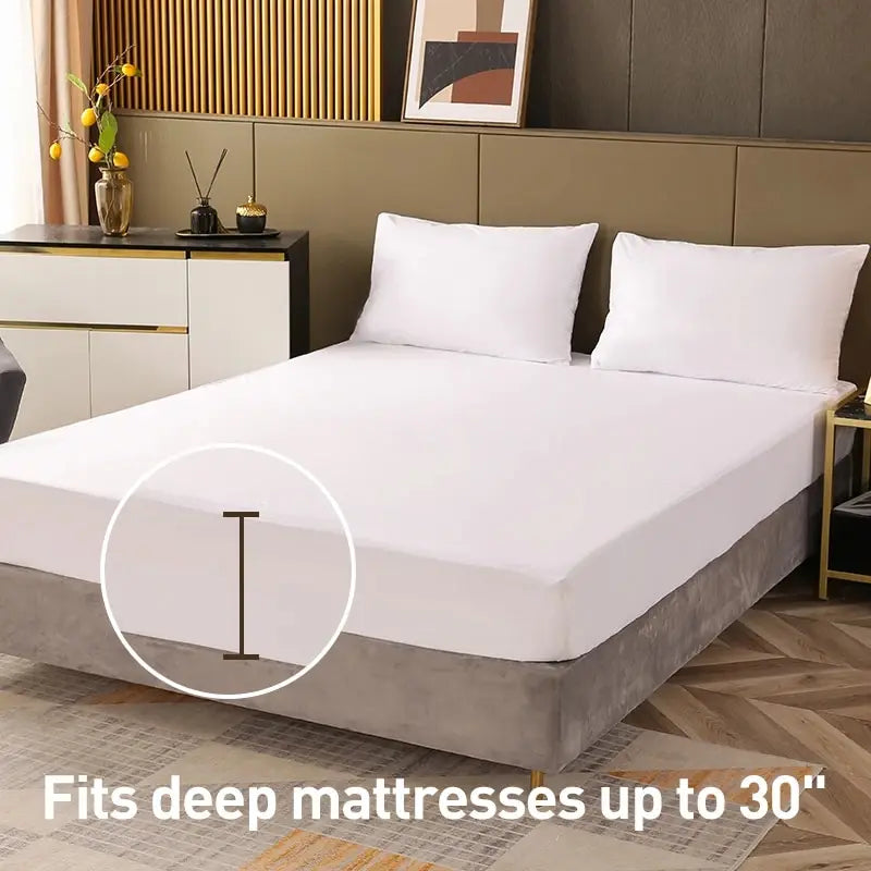 Waterproof Mattress Protector, Breathable Noiseless Mattress Topper, Bed Smooth Jersey Mattress Cover Fully Fitted Sheet Main image