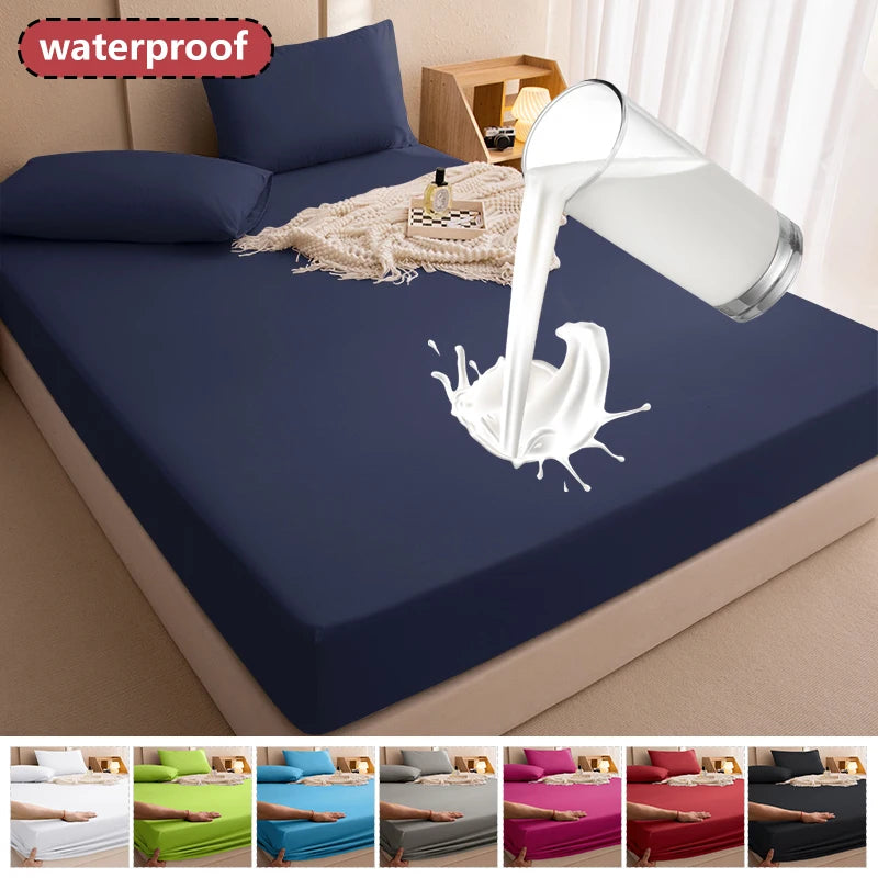 100% Waterproof Mattress Covers Protector Adjustable Bed Fitted Sheets With Elastic Band Single Double King Size 140/160/180x200 Main image