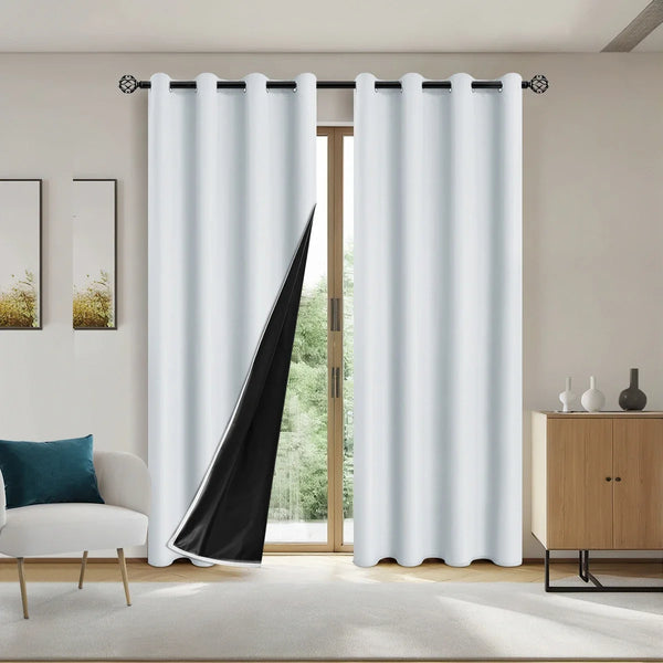 2pcs Modern Blackout Curtains - UV Protection, Heat-Resistant, Light-Blocking Drapes for Living Room & Bedroom, Window Curtains