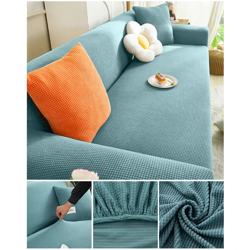 Elastic Jacquard Fabric Sofa Cover Stretch Couch Cover Sectional L Shape Sofa Slipcover Corner Case for Living Room 1/2/3/4 Seat