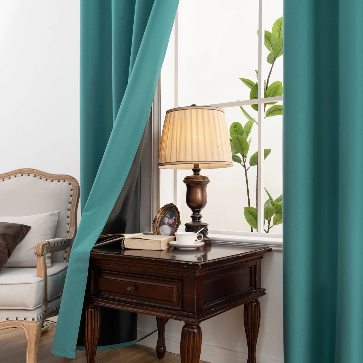 2pcs Modern Blackout Curtains - UV Protection, Heat-Resistant, Light-Blocking Drapes for Living Room & Bedroom, Window Curtains