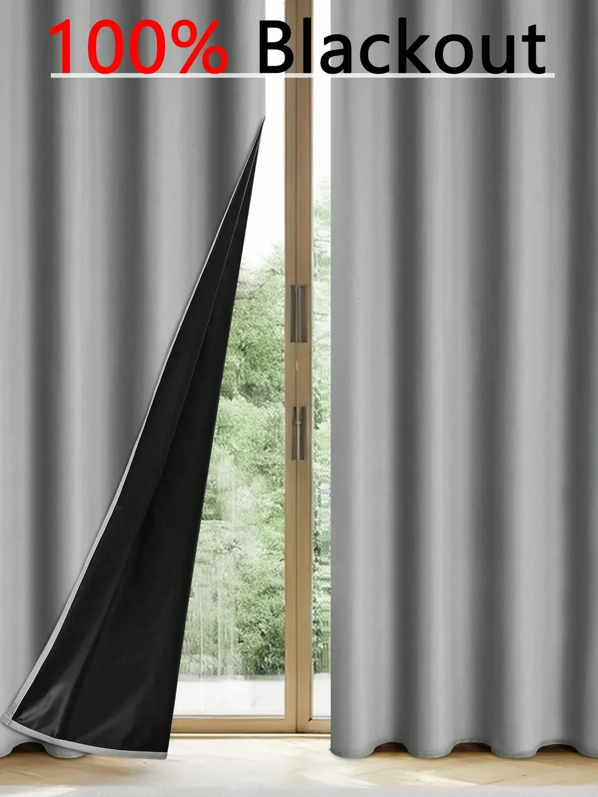 1panel Solid 100% Blackout Curtains with Grommets, Total Privacy Drapes for Bedroom, Living Room, Home Decor,Lightweight Curtain Main image