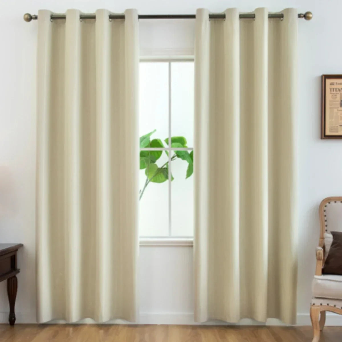 2pcs Modern Blackout Curtains - UV Protection, Heat-Resistant, Light-Blocking Drapes for Living Room & Bedroom, Window Curtains