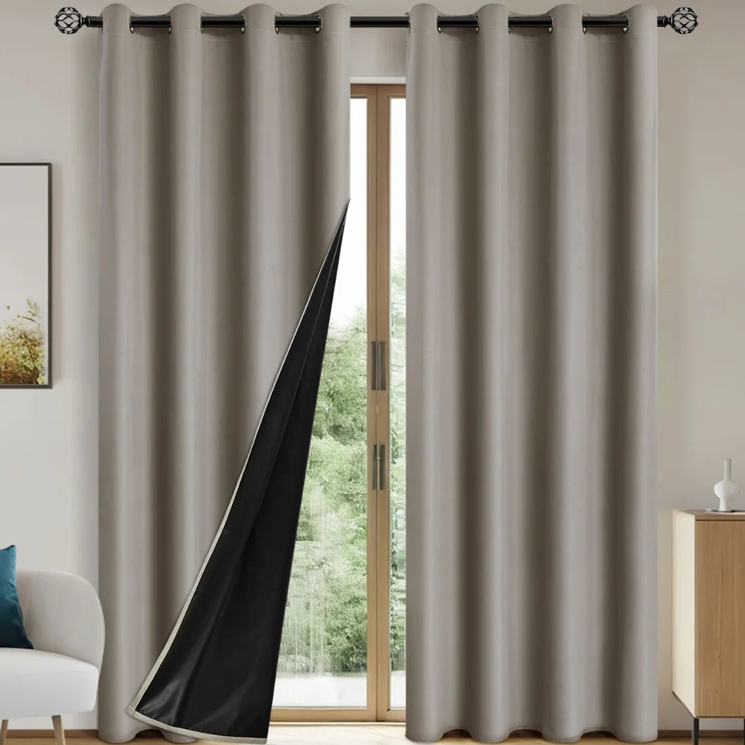 2pcs Modern Blackout Curtains - UV Protection, Heat-Resistant, Light-Blocking Drapes for Living Room & Bedroom, Window Curtains