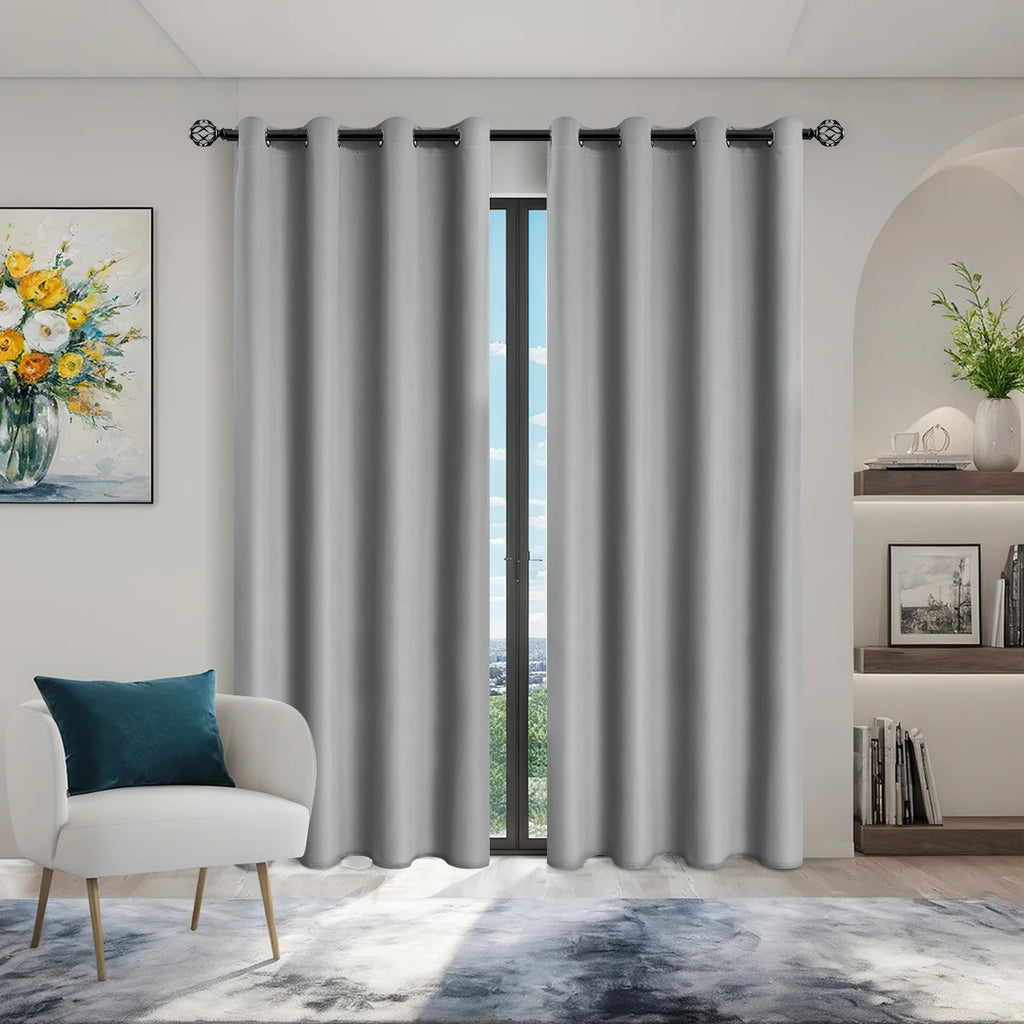 2pcs Modern Blackout Curtains - UV Protection, Heat-Resistant, Light-Blocking Drapes for Living Room & Bedroom, Window Curtains
