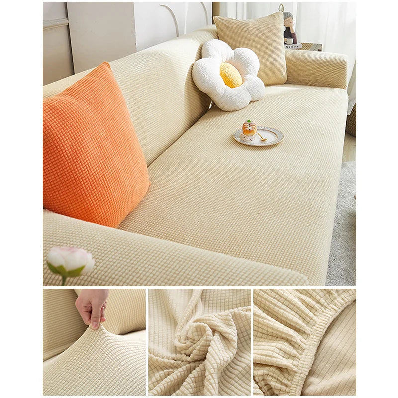Elastic Jacquard Fabric Sofa Cover Stretch Couch Cover Sectional L Shape Sofa Slipcover Corner Case for Living Room 1/2/3/4 Seat