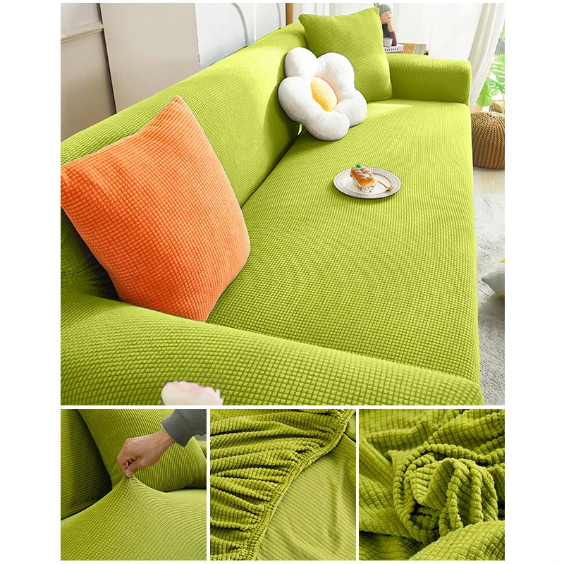 Elastic Jacquard Fabric Sofa Cover Stretch Couch Cover Sectional L Shape Sofa Slipcover Corner Case for Living Room 1/2/3/4 Seat