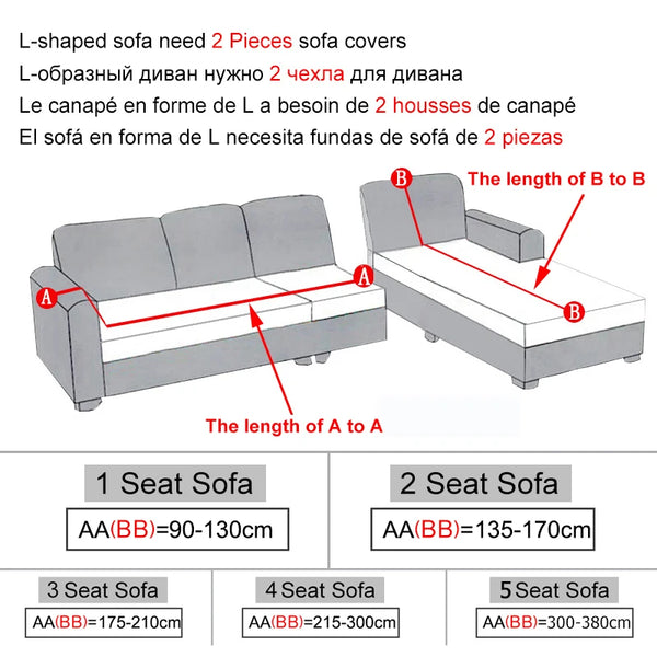 Elastic Jacquard Fabric Sofa Cover Stretch Couch Cover Sectional L Shape Sofa Slipcover Corner Case for Living Room 1/2/3/4 Seat