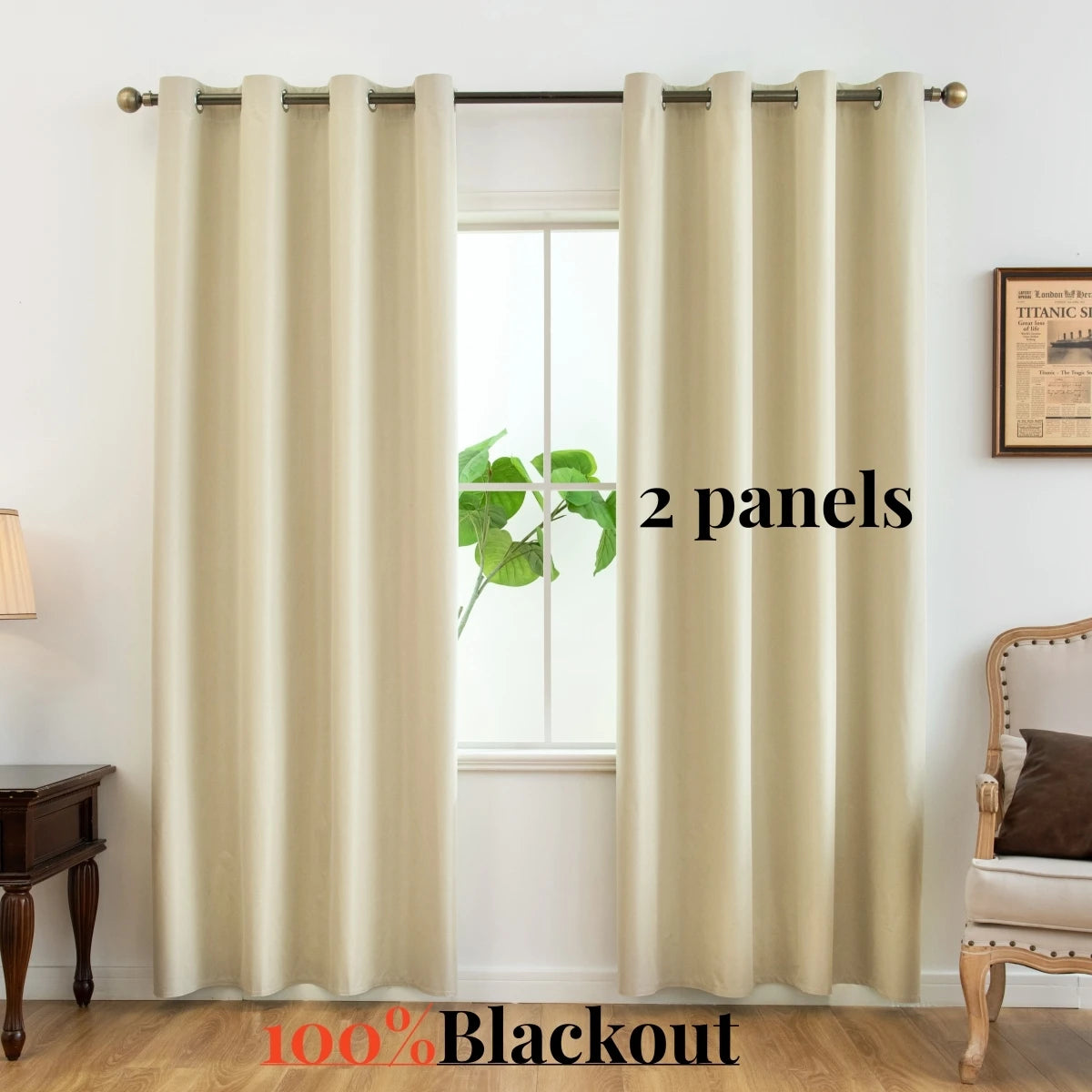 2pcs Modern Blackout Curtains - UV Protection, Heat-Resistant, Light-Blocking Drapes for Living Room & Bedroom, Window Curtains