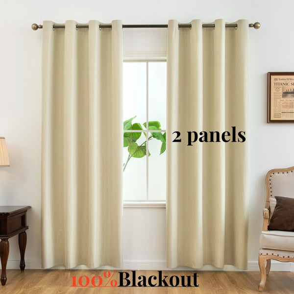 2pcs Modern Blackout Curtains - UV Protection, Heat-Resistant, Light-Blocking Drapes for Living Room & Bedroom, Window Curtains