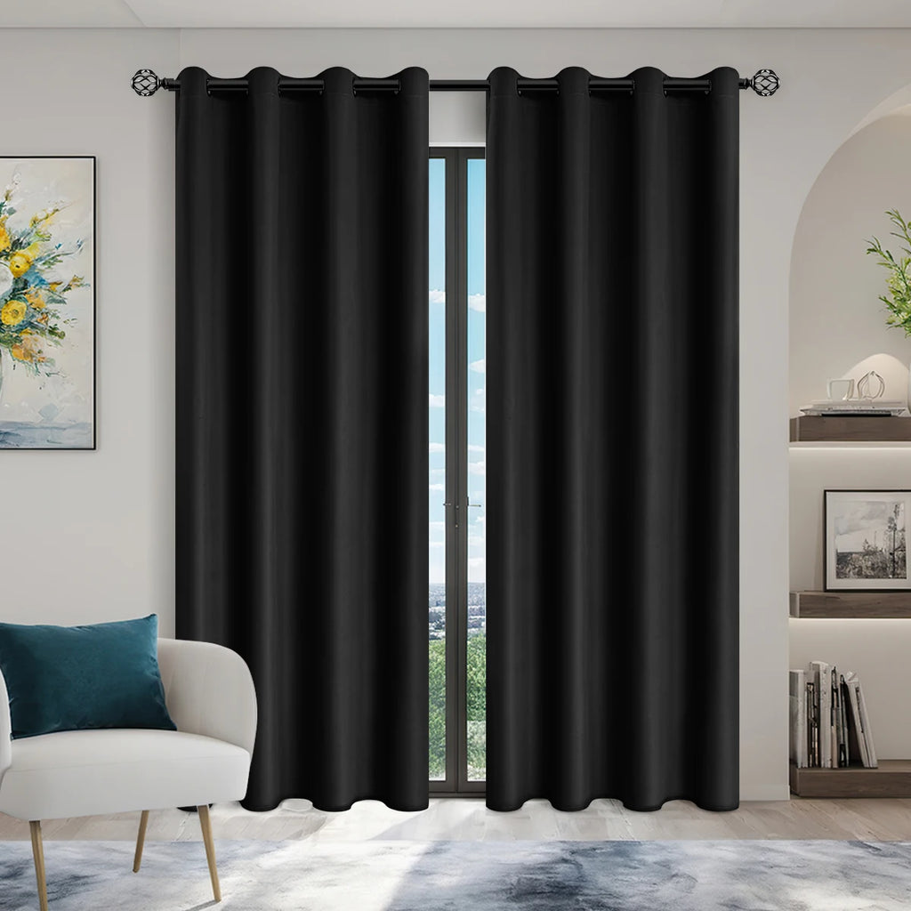 2pcs Modern Blackout Curtains - UV Protection, Heat-Resistant, Light-Blocking Drapes for Living Room & Bedroom, Window Curtains
