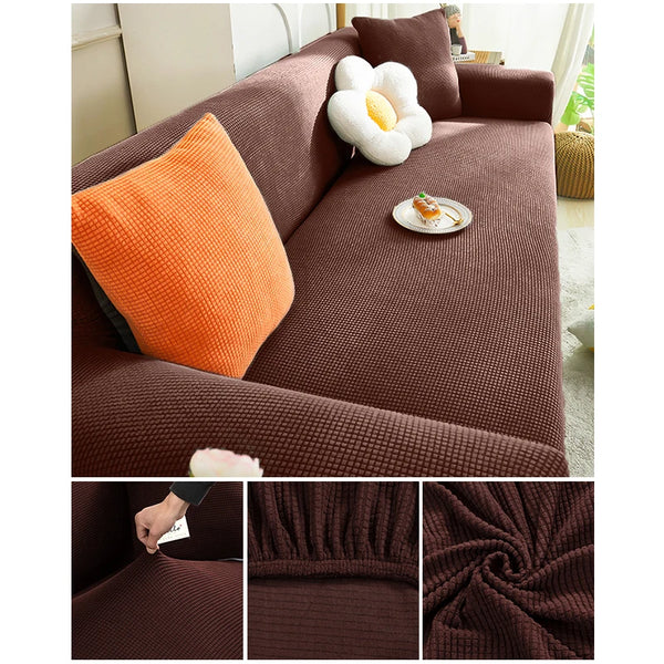 Elastic Jacquard Fabric Sofa Cover Stretch Couch Cover Sectional L Shape Sofa Slipcover Corner Case for Living Room 1/2/3/4 Seat
