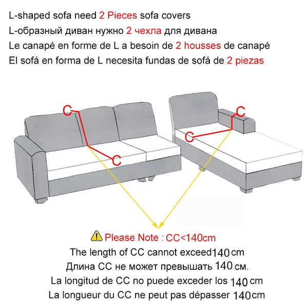Elastic Jacquard Fabric Sofa Cover Stretch Couch Cover Sectional L Shape Sofa Slipcover Corner Case for Living Room 1/2/3/4 Seat