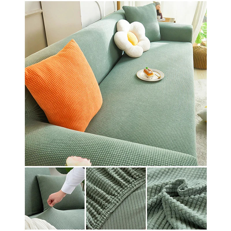Elastic Jacquard Fabric Sofa Cover Stretch Couch Cover Sectional L Shape Sofa Slipcover Corner Case for Living Room 1/2/3/4 Seat