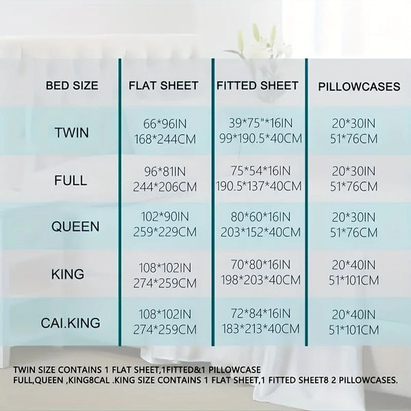 Sheet Set Breathable & Cooling Sheets Hotel Luxury Bed Sheets Extra Soft Easy Fit - 3/4 Piece Set