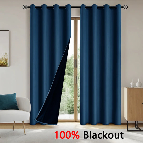 2pcs Modern Blackout Curtains - UV Protection, Heat-Resistant, Light-Blocking Drapes for Living Room & Bedroom, Window Curtains