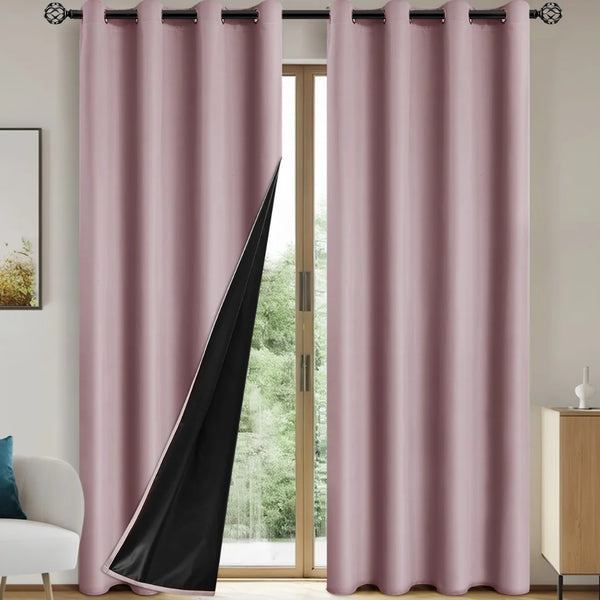 2pcs Modern Blackout Curtains - UV Protection, Heat-Resistant, Light-Blocking Drapes for Living Room & Bedroom, Window Curtains