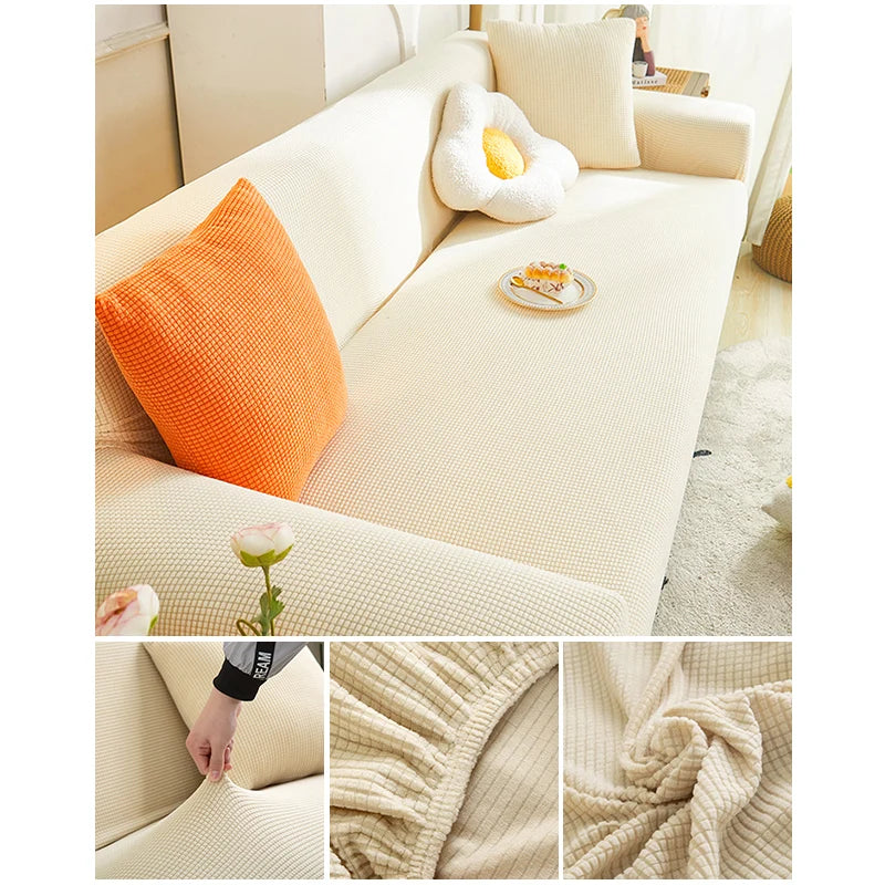 Elastic Jacquard Fabric Sofa Cover Stretch Couch Cover Sectional L Shape Sofa Slipcover Corner Case for Living Room 1/2/3/4 Seat